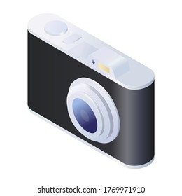 Digital Photo Camera 3D isometric vector illustration. Photo camera icon isolated on white