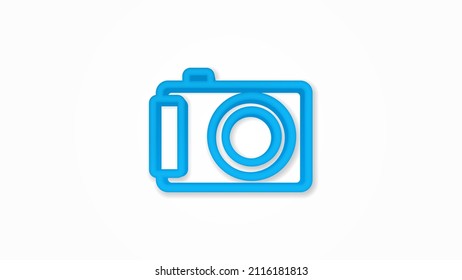 Digitale Fotokamera 3d realistische Linie Symbol. Vektorgrafik mit Draufsicht. farbiges Piktogramm einzeln auf weißem Hintergrund