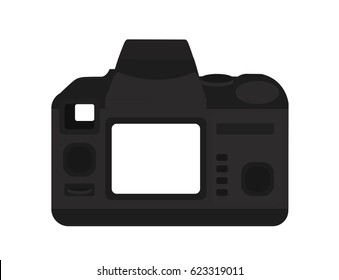 Digital Photo Camera. Back View. Flat. Vector.