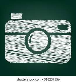 digital photo camera icon with chalk effect 