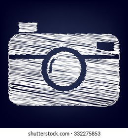 digital photo camera icon with chalk effect  