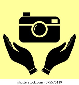 Digital photo camera icon. Flat style icon vector illustration.