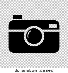 Digital photo camera icon. Flat style icon on transparent background