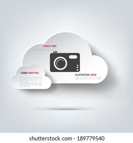 Digital photo camera icon. Photography.Cloud Computing.