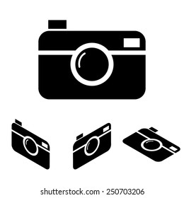 digital photo camera icon set. Isometric effect