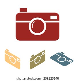 digital photo camera icon set. Isometric effect