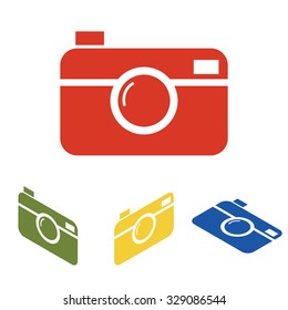 digital photo camera icon set. Isometric effect