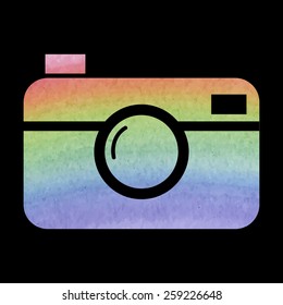 digital photo camera icon. Watercolor effect