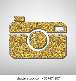 Digital photo camera  illustration. Golden icon