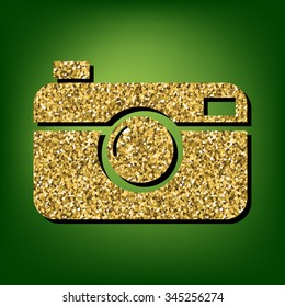 Digital photo camera  illustration. Golden icon