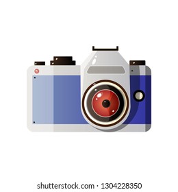 Digital Photo Camera with Lens Vector Illustration