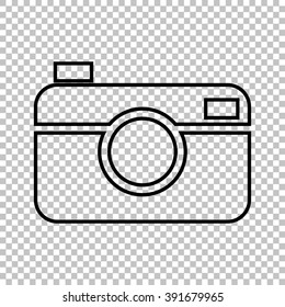 Digital photo camera line vector icon on transparent background