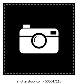 Digital photo camera sign. Black patch on white background. Isolated.