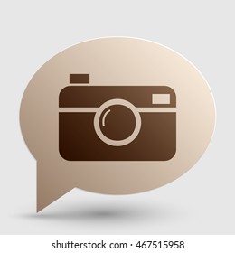 Digital photo camera sign. Brown gradient icon on bubble with shadow.