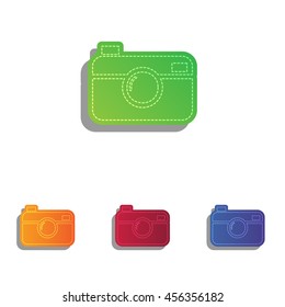 Digital photo camera sign. Colorfull applique icons set.