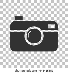 Digital photo camera sign. Dark gray icon on transparent background.