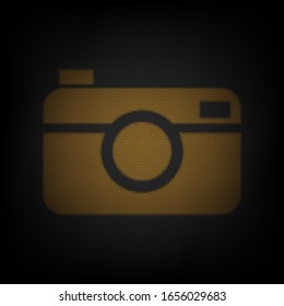 Digital photo camera sign. Icon as grid of small orange light bulb in darkness. Illustration.