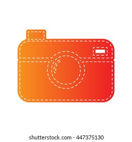 Digital photo camera sign. Orange applique isolated.