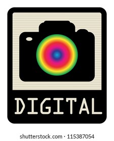 Digital photo camera sign, vector illustration