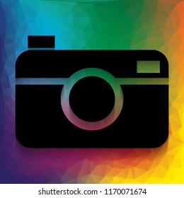 Digital photo camera sign. Vector. Flat style black icon on white.