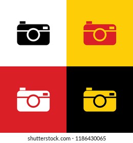 Digital photo camera sign. Vector. Icons of german flag on corresponding colors as background.