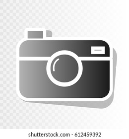 Digital photo camera sign. Vector. Blackish icon on transparent background with transition.