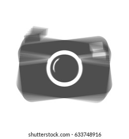 Digital photo camera sign. Vector. Gray icon shaked at white background.