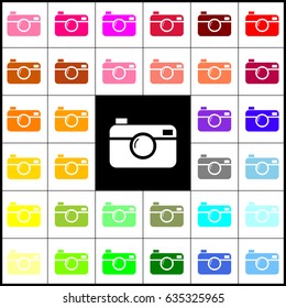 Digital photo camera sign. Vector. Felt-pen 33 colorful icons at white and black backgrounds. Colorfull.