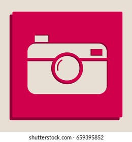 Digital photo camera sign. Vector. Grayscale version of Popart-style icon.