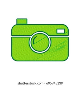 Digital photo camera sign. Vector. Lemon scribble icon on white background. Isolated