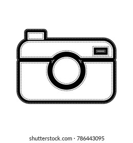 Digital photo camera sign. Vector. Flat style black icon on white.