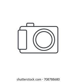 Digital photo camera thin line icon. Linear vector illustration. Pictogram isolated on white background