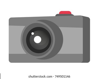 Digital photo camera vector cartoon illustration isolated on white background.