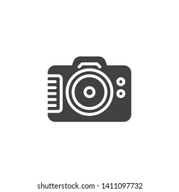 Digital photo camera vector icon. filled flat sign for mobile concept and web design. Camera glyph icon. Symbol, logo illustration. Vector graphics