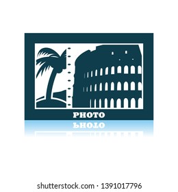 Icono de marco fotográfico digital. Diseño de reflexión de sombra. Ilustración vectorial.