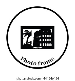 Digital photo frame icon. Thin circle design. Vector illustration.
