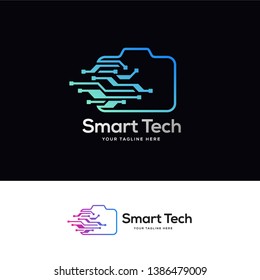 digital photo logo designs vector, simple line art technology logo designs