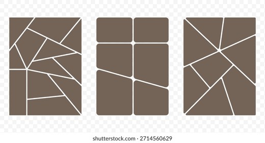 Plantilla de pared de fotos digital con rejilla de marcos vacíos. Patrón de azulejos geométricos para collage de fotos, diseño de Sitio web, etc. Modernos marcos de teselado y Plantillas de presentación para las redes sociales. 