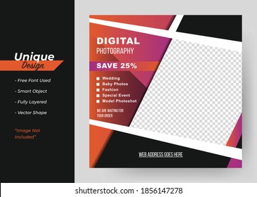 The Digital Photography Concept Social Media banner Template. Abstract Design.