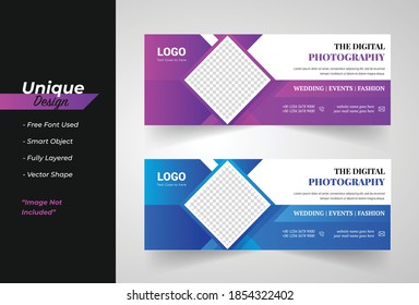 The Digital Photography Concept Web banner Template. Abstract Design.
