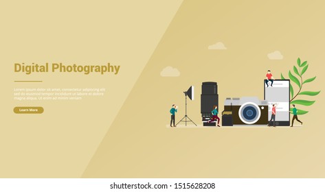 digital photography photo media concept for website template or banner landing homepage - vector