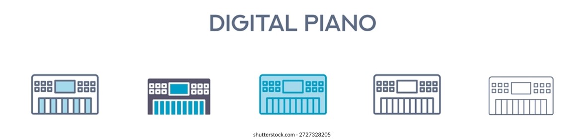 Elemento De Piano Digital Para Diseño Gráfico - Estilos Múltiples. Ilustración vectorial De Dos Colores Y Negro. Los Diseños Múltiples De Los Iconos Se Pueden Utilizar Para El Móvil, Ui, Web
