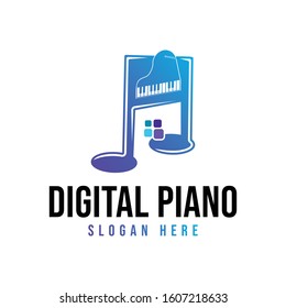 Digital piano note logo Ideas. Inspiration logo design. Template Vector Illustration. Isolated On White Background