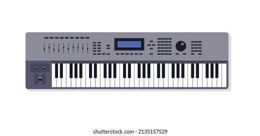 Digital piano synthesizer. Vector illustration in flat style.