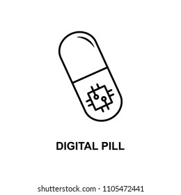 digital pill icon. Element of technologies icon with name for mobile concept and web apps. Thin line digital pill icon can be used for web and mobile. Premium icon on white background