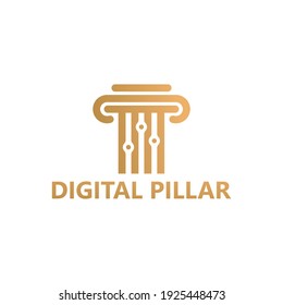 Digital pillar law logo template design