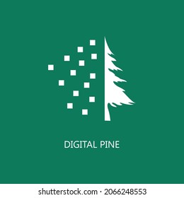 Icono de árbol digital de pino. Icono de Pine Tree digital de vector plano de moda sobre fondo blanco, ilustración vectorial puede ser usada para web y móvil