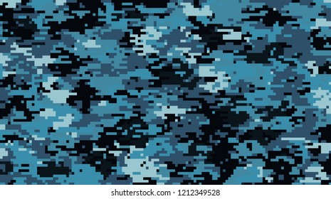 digital pixel blue camouflage, military navy or air force color theme