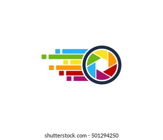 Digital Pixel Camera Photography Logo Design Template