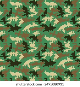 digital pixel camo military hunting pattern for fabric print and textile. seamless camouflage for garments, uniform, clothing, backgrounds and wallpapers.